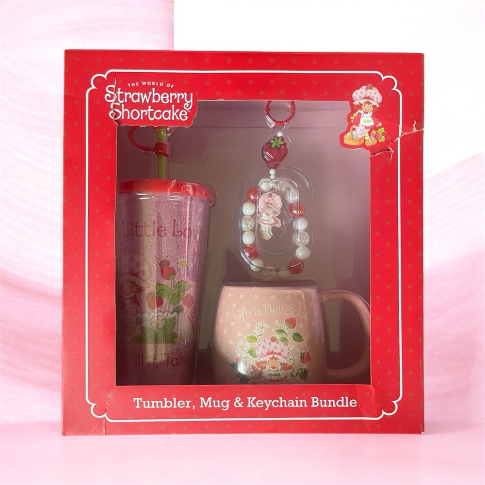 Strawberry Shortcake Red Tumbler, Mug & Keychain Bundle